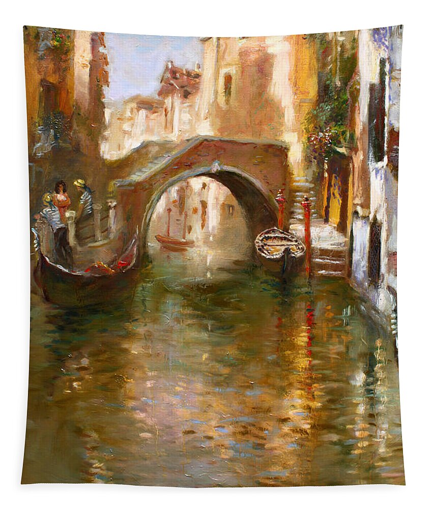 Romance Tapestry featuring the painting Romance in Venice by Ylli Haruni