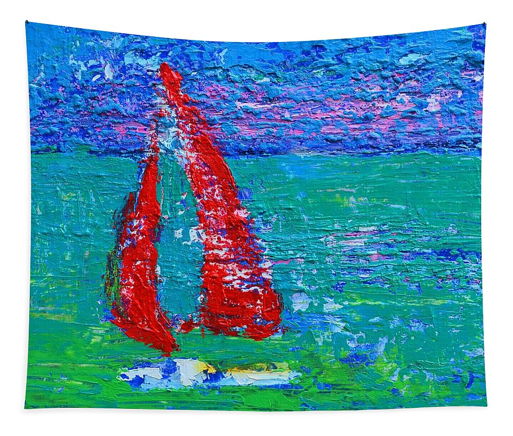 Nautical Painting Tapestry featuring the painting Sailboat #2 by Patricia Awapara