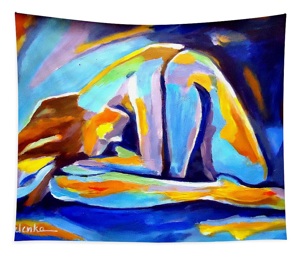 Nude Figures Tapestry featuring the painting Sleepless by Helena Wierzbicki