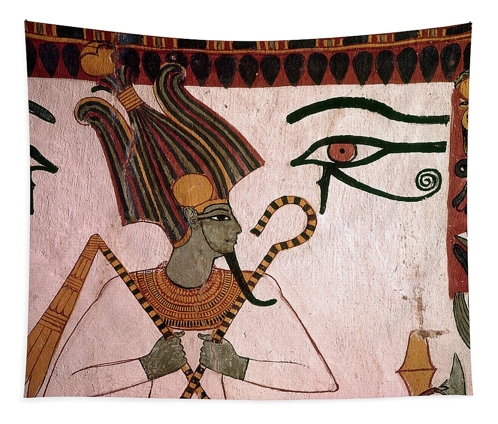 Ancient Egypt Tapestry featuring the painting Tomb Painting Of Osiris #2 by Brian Brake