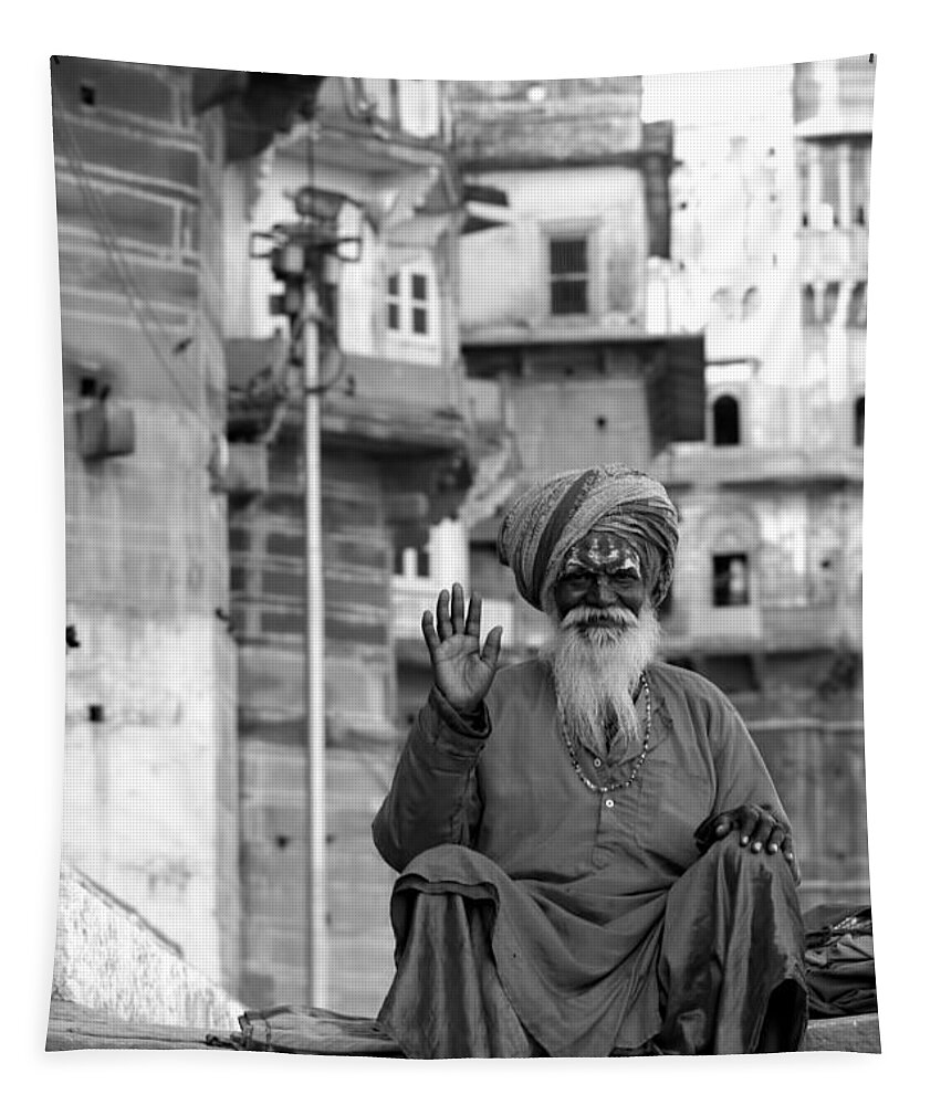 Street Photography Tapestry featuring the photograph Varanasi Man #2 by Amanda Stadther
