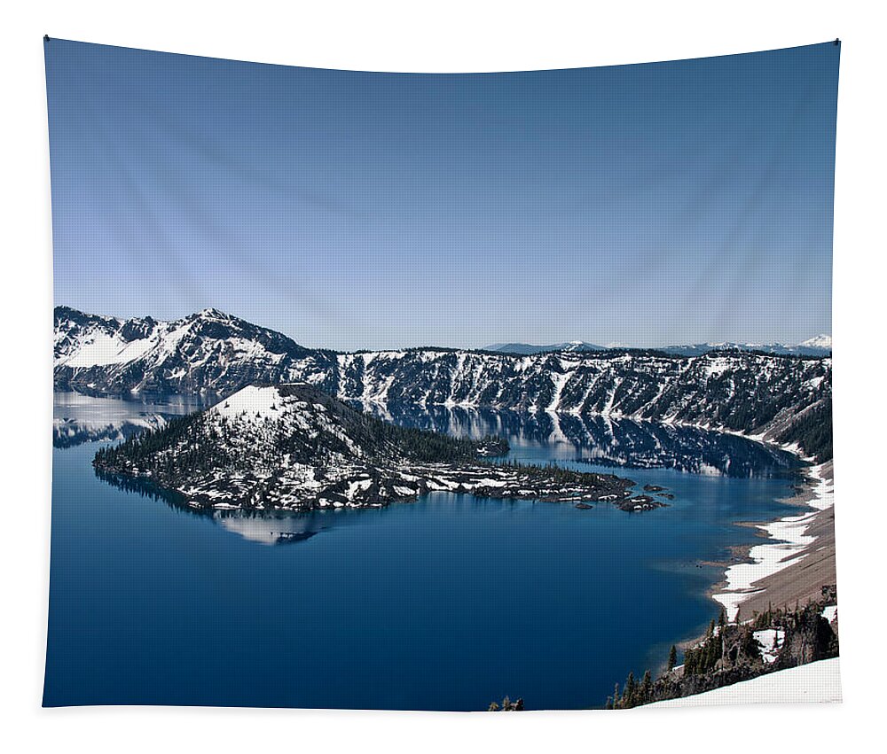 Crater Lake Tapestry featuring the photograph Wizard Island #2 by Betty Depee
