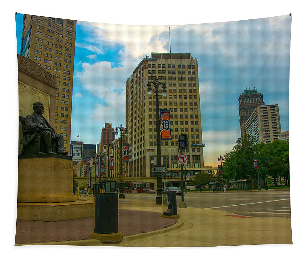 Detroit Tapestry featuring the photograph Woodward Avenue #2 by Pravin Sitaraman