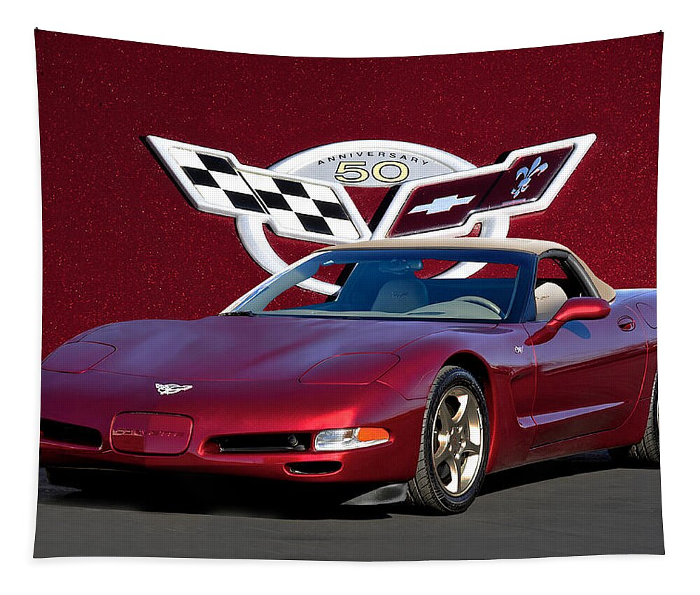Auto Tapestry featuring the photograph 2003 Corvette 50th Anniversary Convertible I by Dave Koontz
