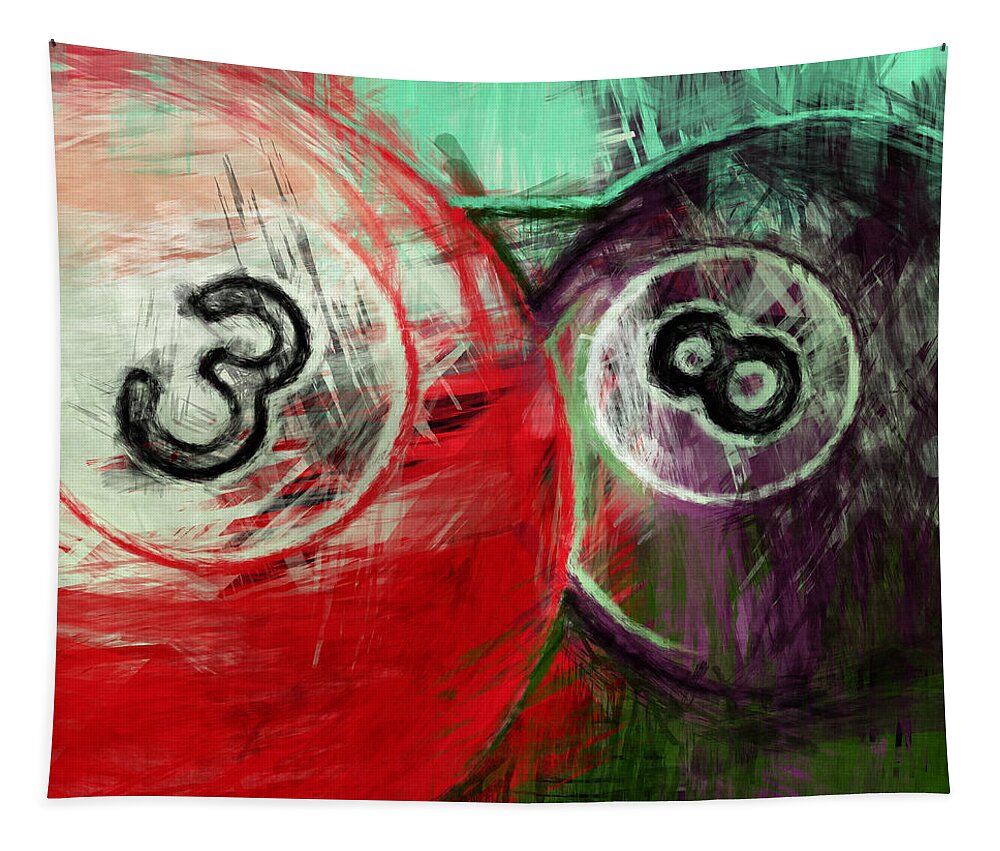 Three Tapestry featuring the digital art 3 8 Billiards by David G Paul