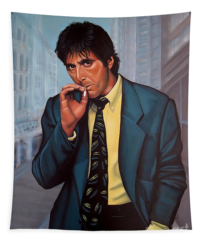 Al Pacino Tapestry featuring the painting Al Pacino 2 by Paul Meijering