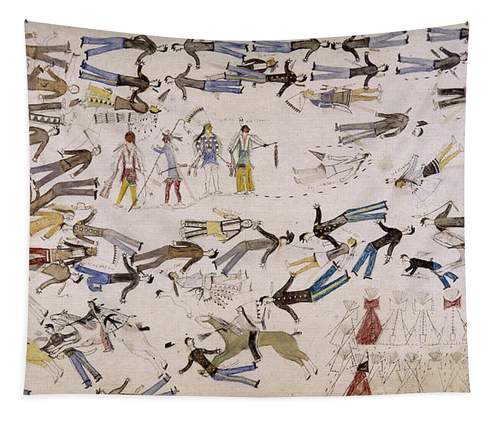 1876 Tapestry featuring the painting Battle Of Little Bighorn by Granger