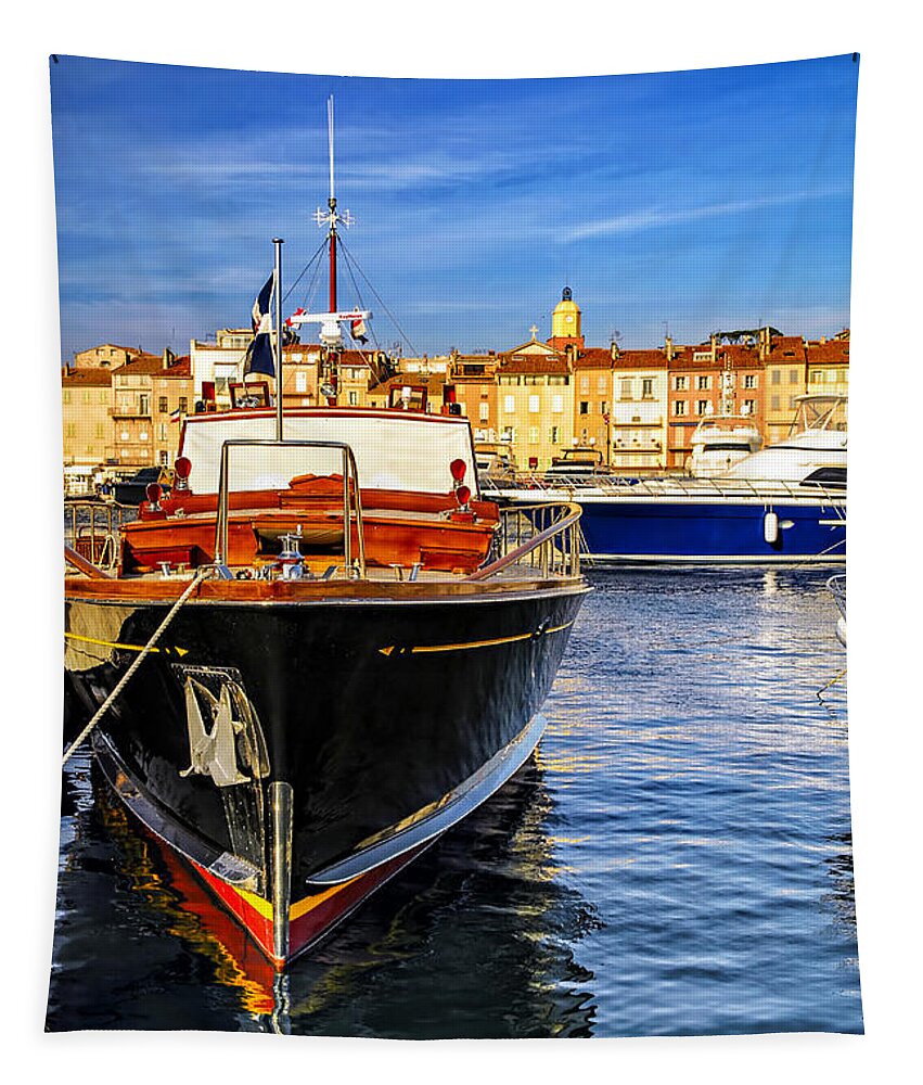 Yacht Tapestry featuring the photograph Boats at St.Tropez 4 by Elena Elisseeva