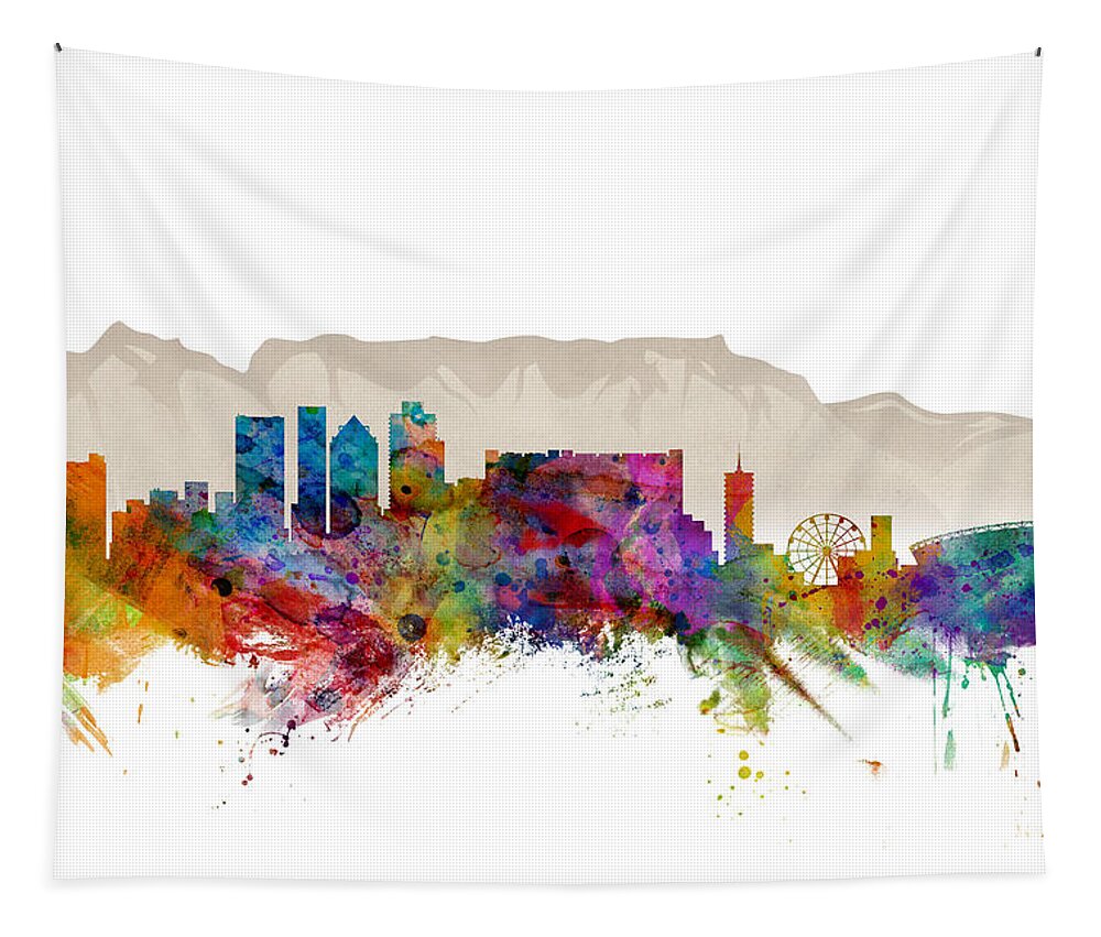 City Tapestry featuring the digital art Cape Town South Africa Skyline #3 by Michael Tompsett