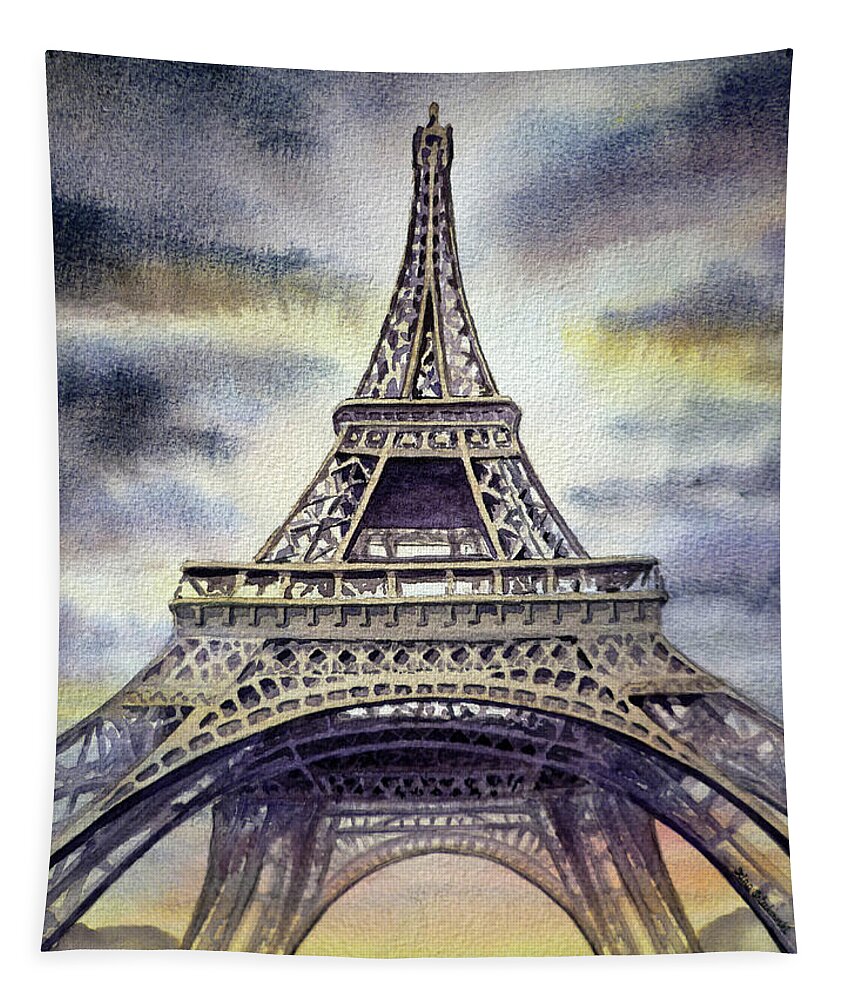 Eiffel Tapestry featuring the painting Eiffel Tower by Irina Sztukowski