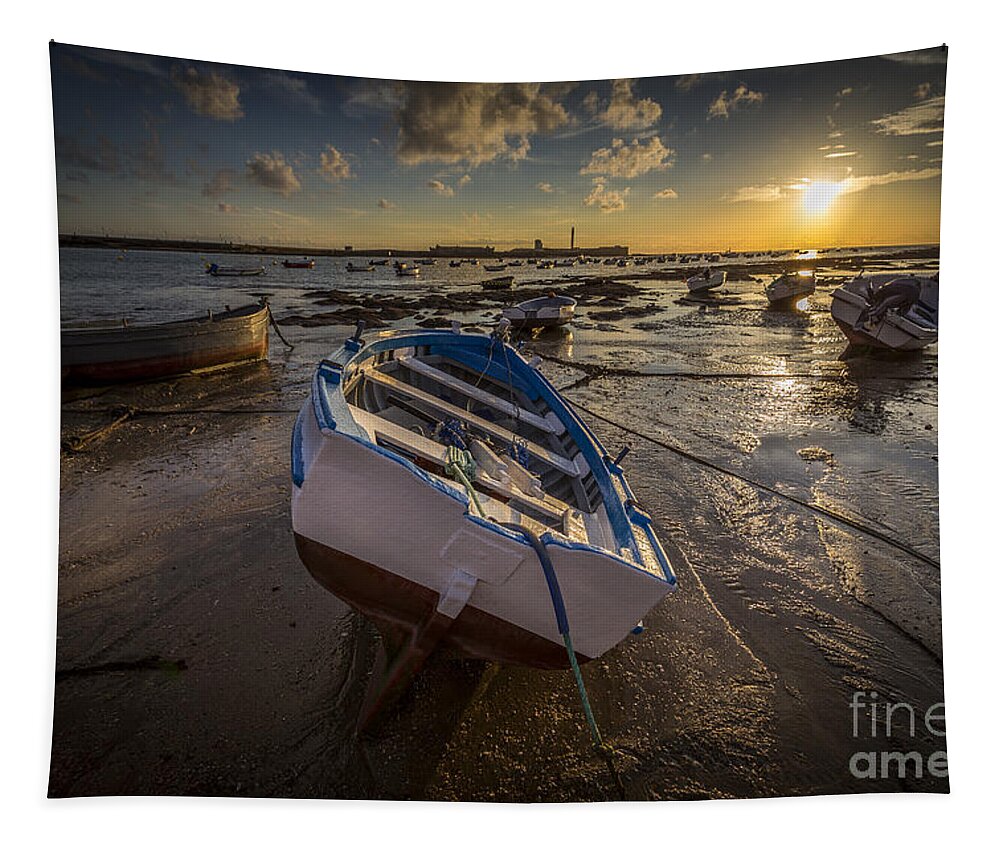 Andalucia Tapestry featuring the photograph La Caleta Beach Cadiz Spain #3 by Pablo Avanzini