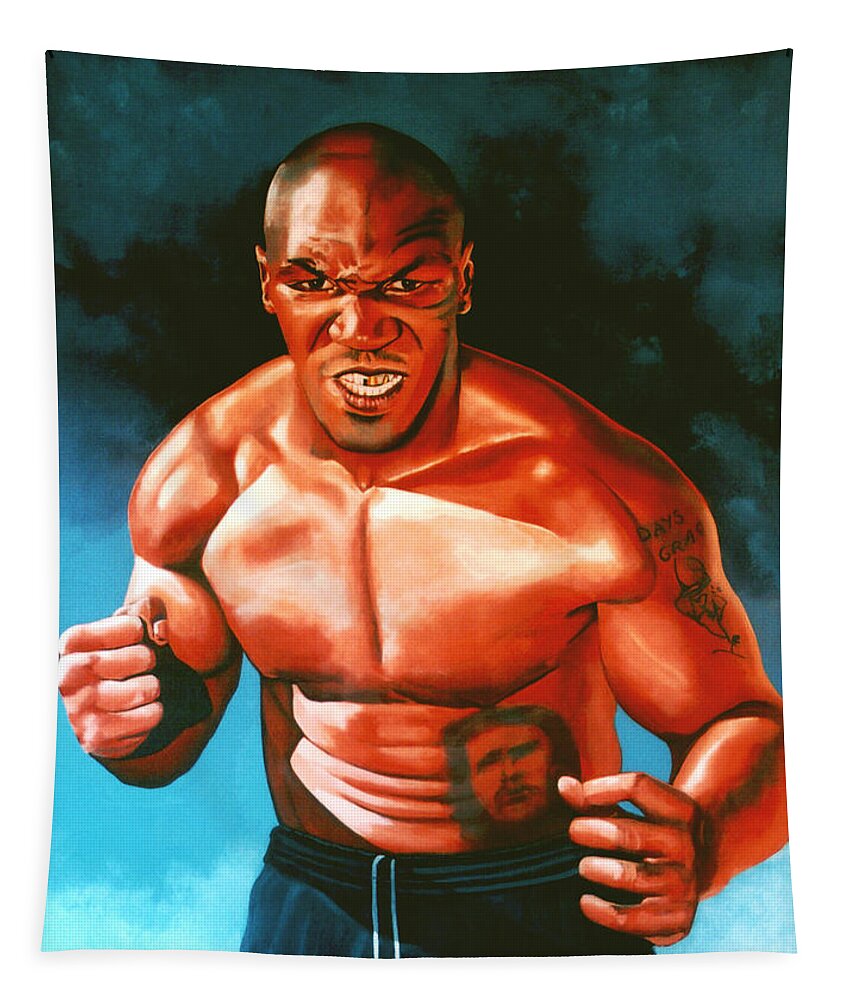 Mike Tyson Tapestry featuring the painting Mike Tyson #1 by Paul Meijering