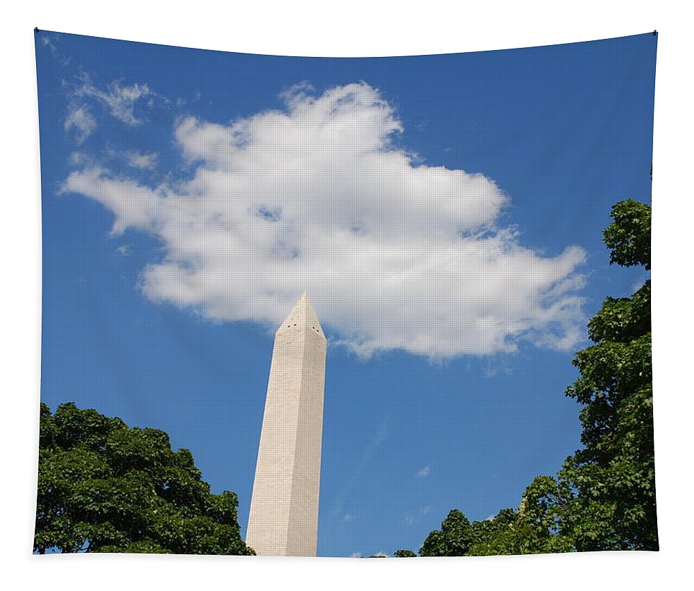 Washington Tapestry featuring the photograph Obelisk Rises Into the Clouds #2 by Kenny Glover