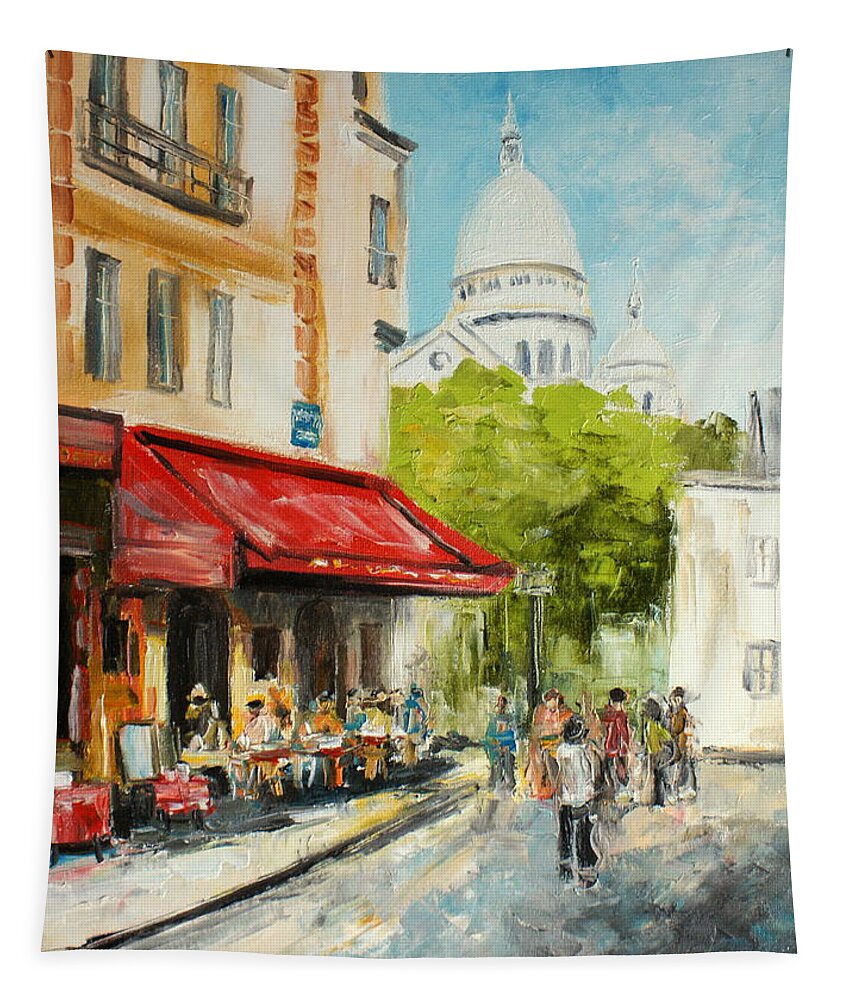 Cafe Tapestry featuring the painting Paris Cafe #3 by Luke Karcz