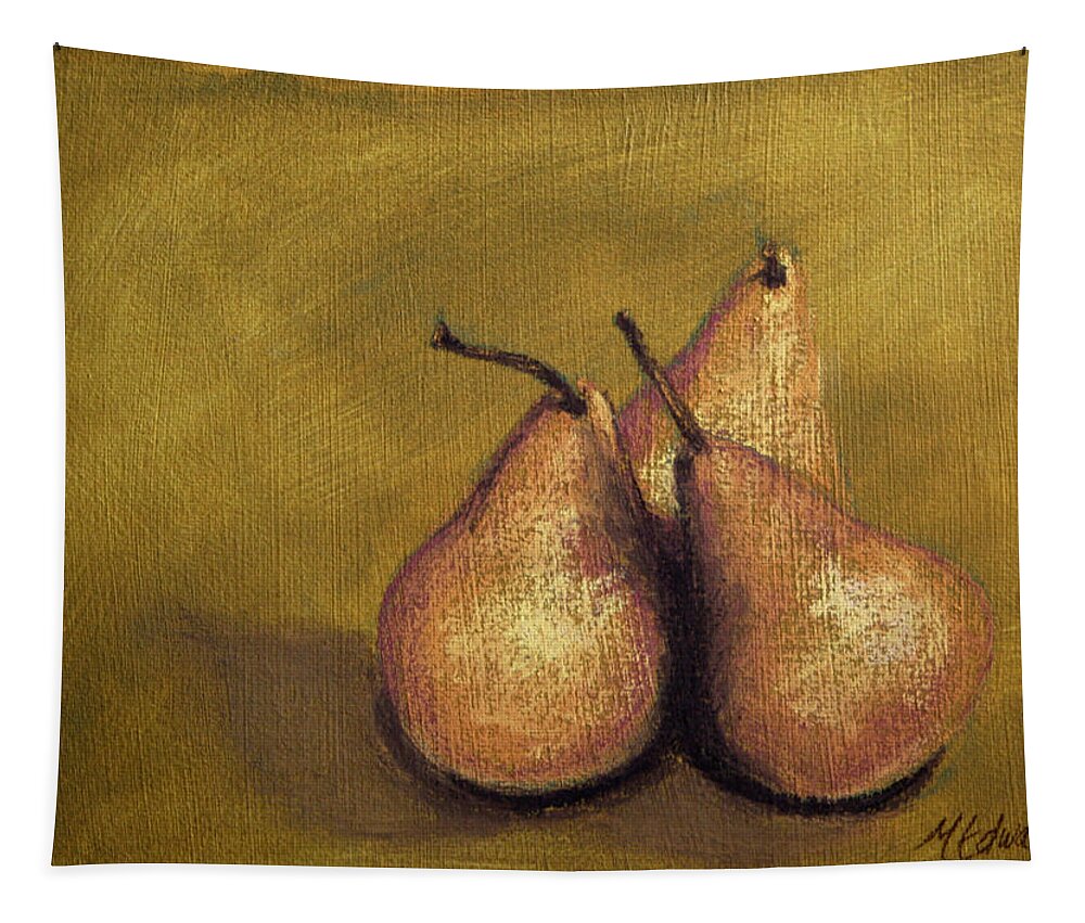 Three Tapestry featuring the pastel 3 Pear Study by Marna Edwards Flavell