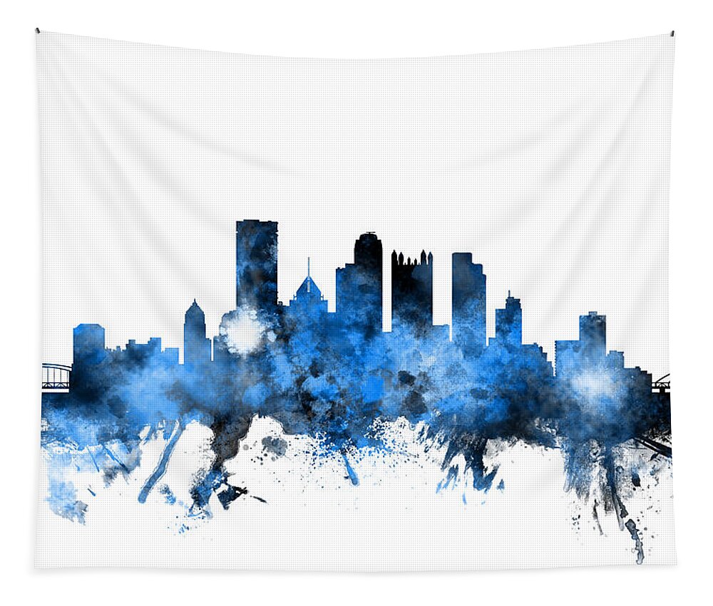United States Tapestry featuring the digital art Pittsburgh Pennsylvania Skyline by Michael Tompsett