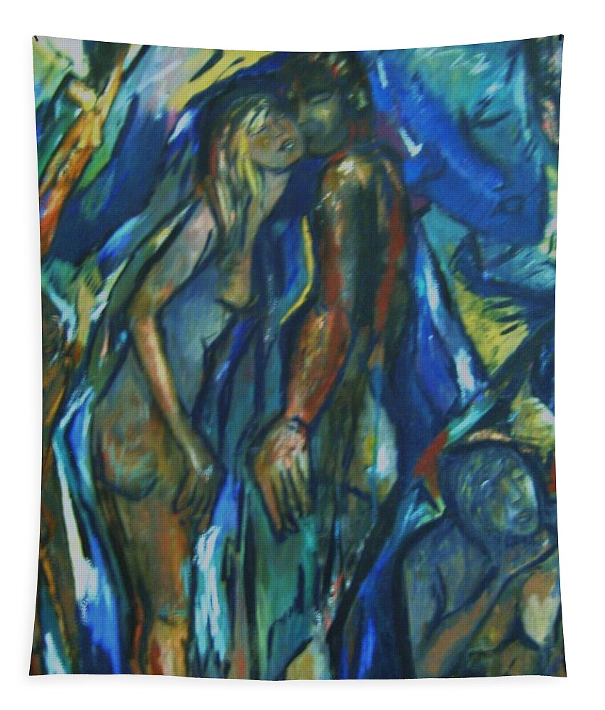 Figures Tapestry featuring the painting Punchy by Dawn Fisher