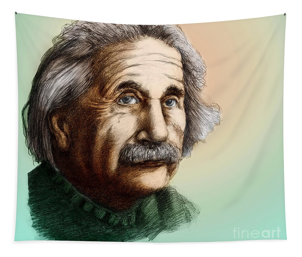 Science Tapestry featuring the photograph Albert Einstein, German-american #4 by Spencer Sutton