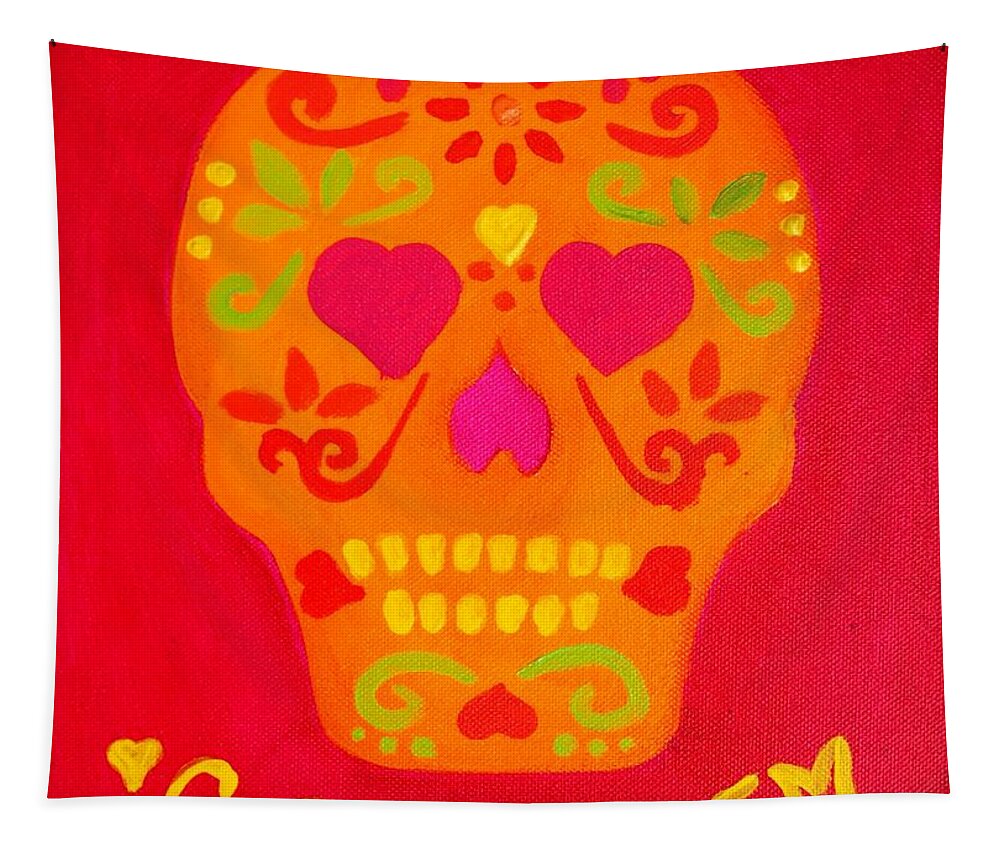 Skull Tapestry featuring the painting Carpe Diem Series #10 by Janet McDonald