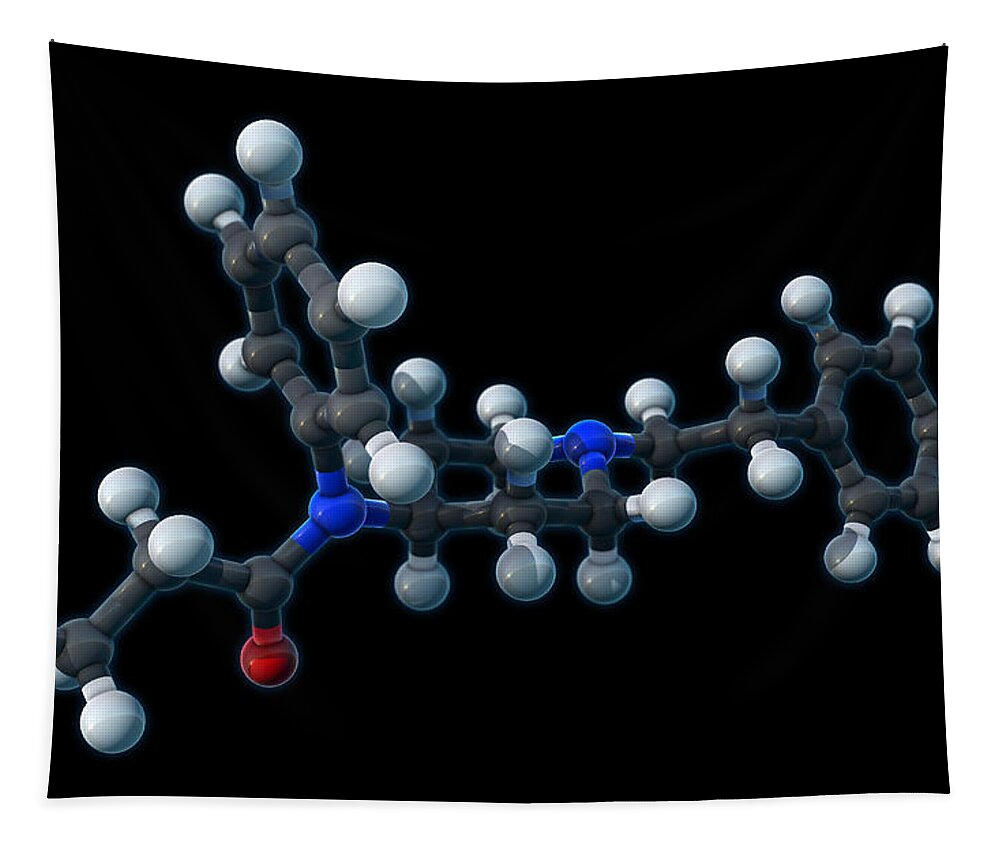 Model Tapestry featuring the photograph Fentanyl, Molecular Model by Evan Oto
