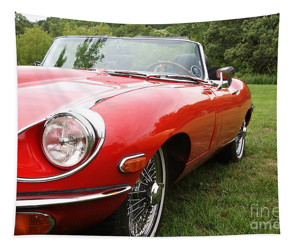 Car Tapestry featuring the photograph Jaguar E-Type by Neil Zimmerman
