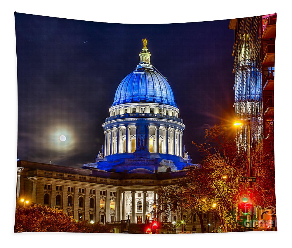 Blue Tapestry featuring the photograph Madison Capitol by Steven Ralser