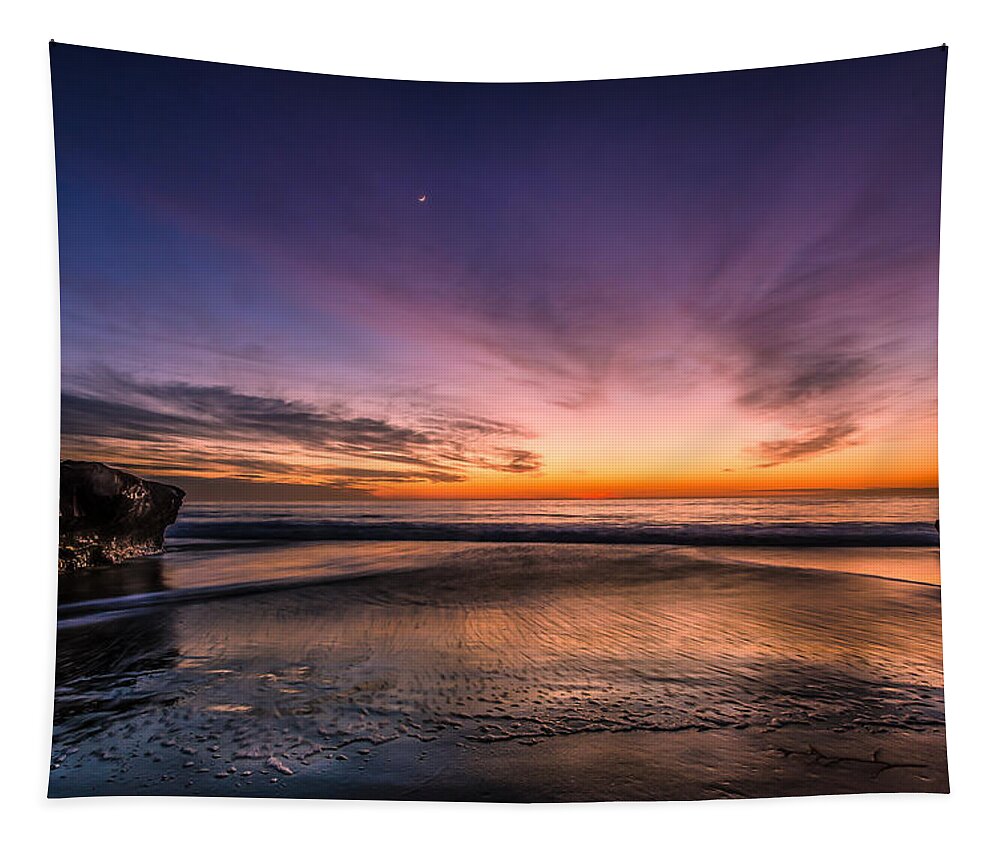Beach Tapestry featuring the photograph 4 Mile Beach Sunset by Linda Villers