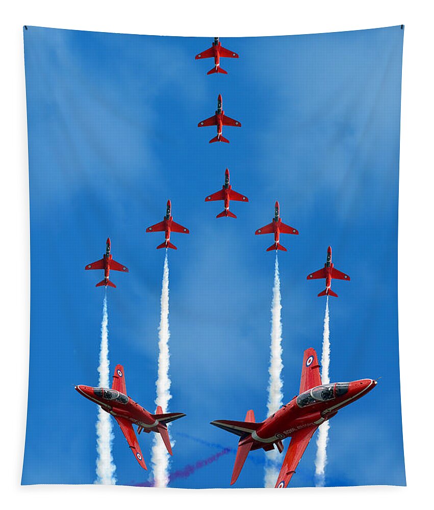 The Red Arrows Tapestry featuring the digital art The Red Arrows by Airpower Art