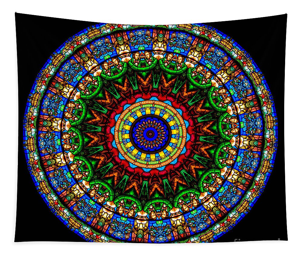 Abstract Tapestry featuring the photograph Kaleidoscope Stained Glass Window Series #5 by Amy Cicconi