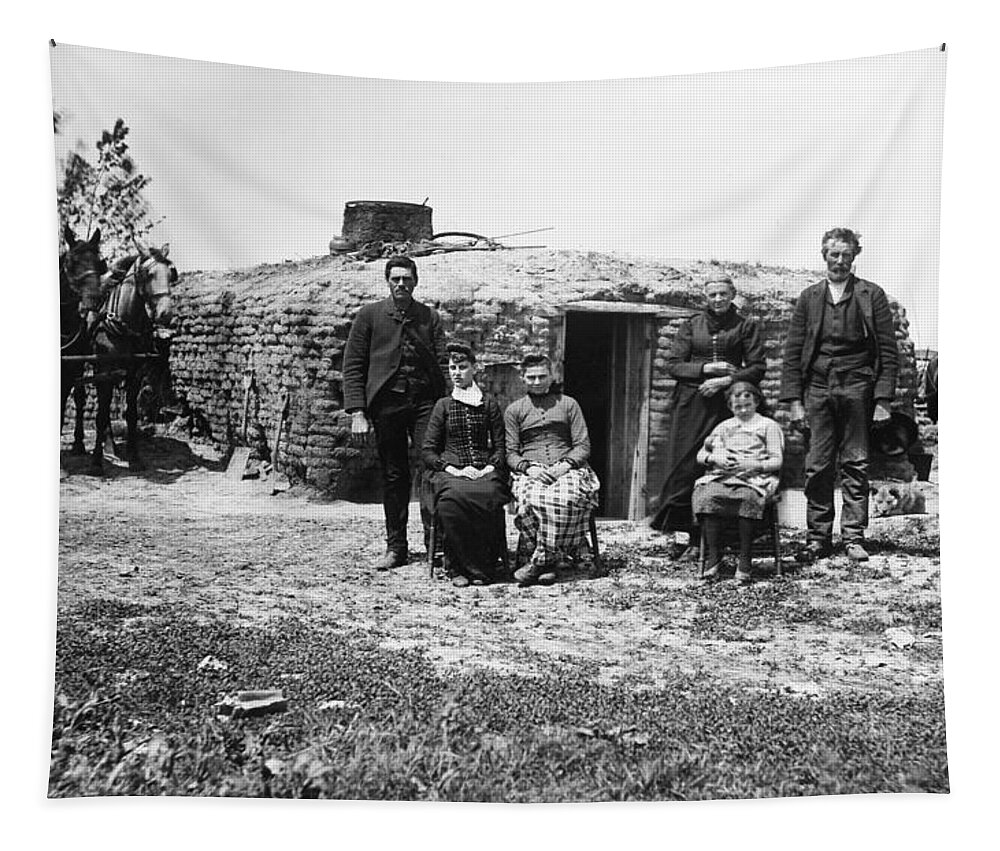 1887 Tapestry featuring the photograph Nebraska Settlers, 1887 #5 by Granger