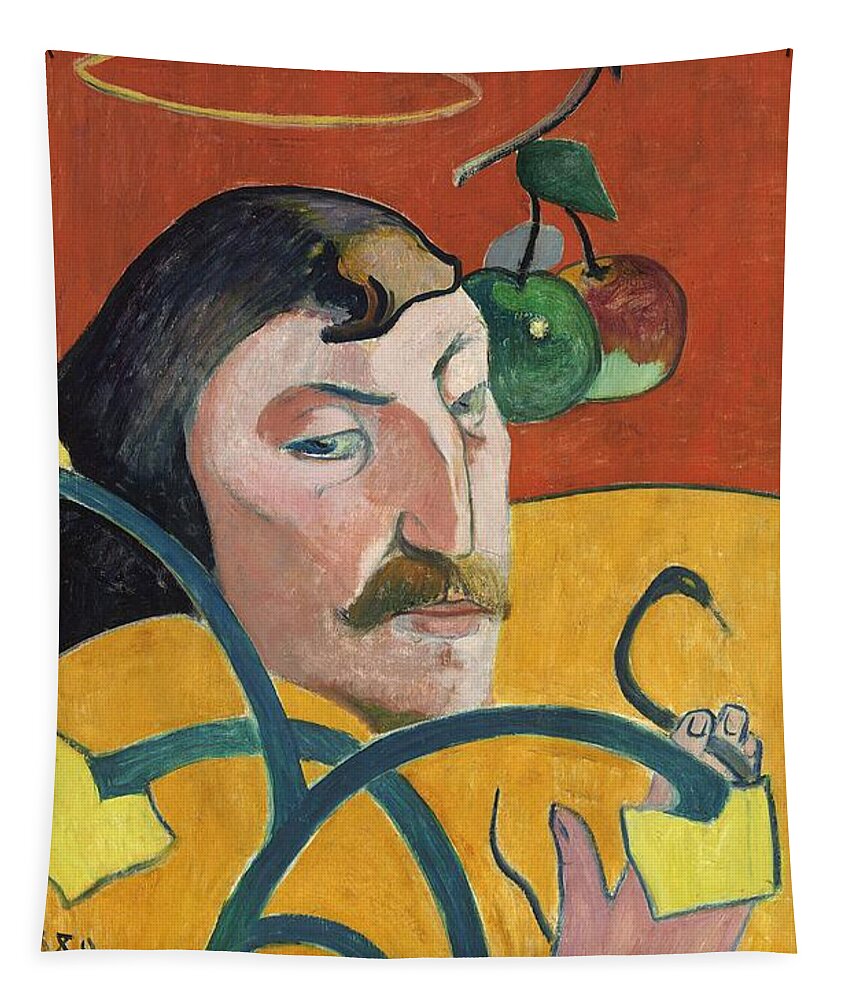 Paul Gauguin Tapestry featuring the painting Self Portrait #5 by Paul Gauguin