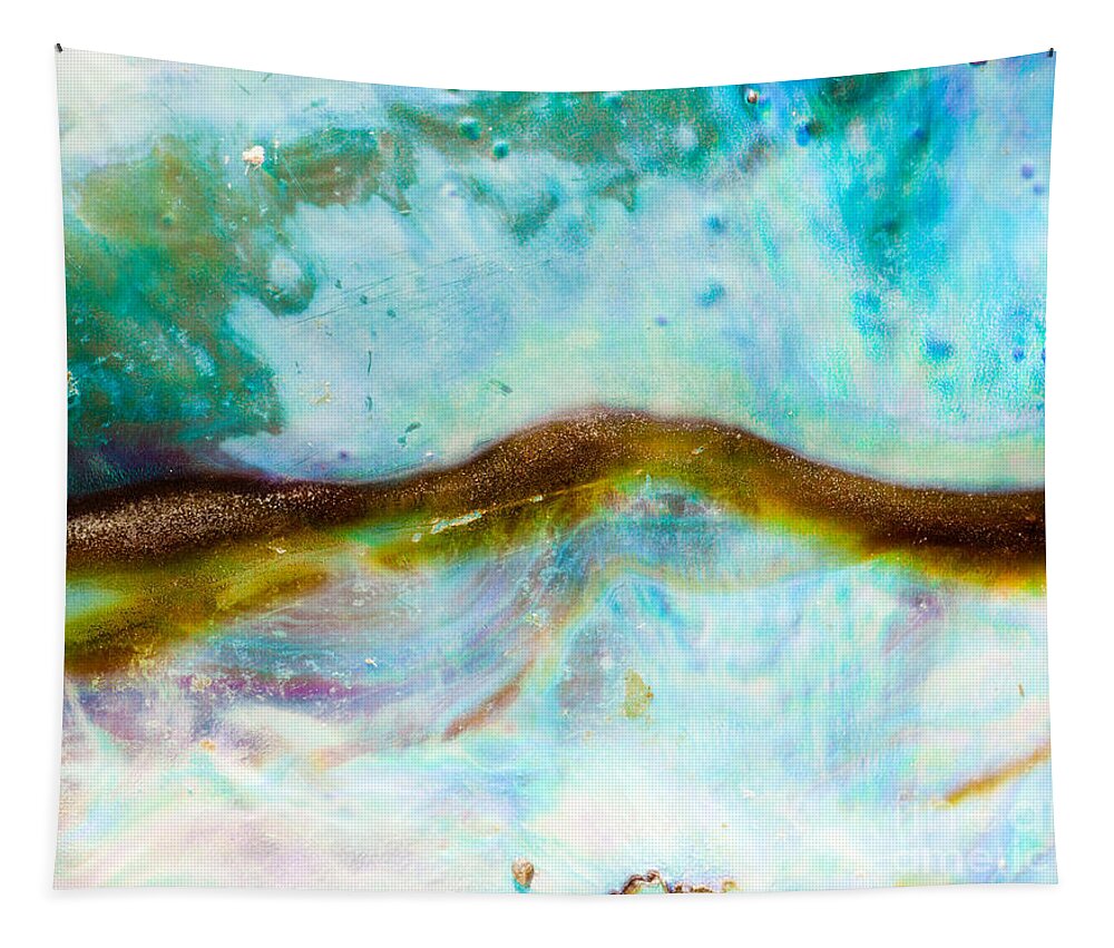 Abalone Tapestry featuring the photograph Shiny nacre of Paua or Abalone shell background #5 by Stephan Pietzko