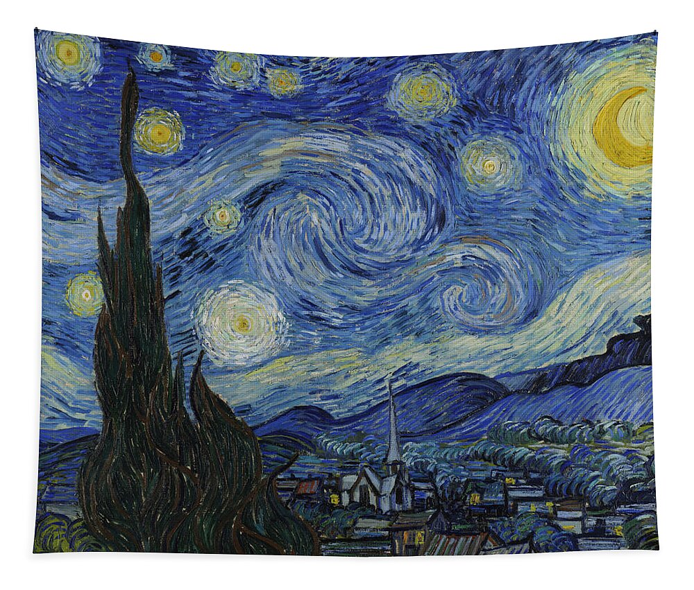1889 Tapestry featuring the painting The Starry Night by Vincent van Gogh