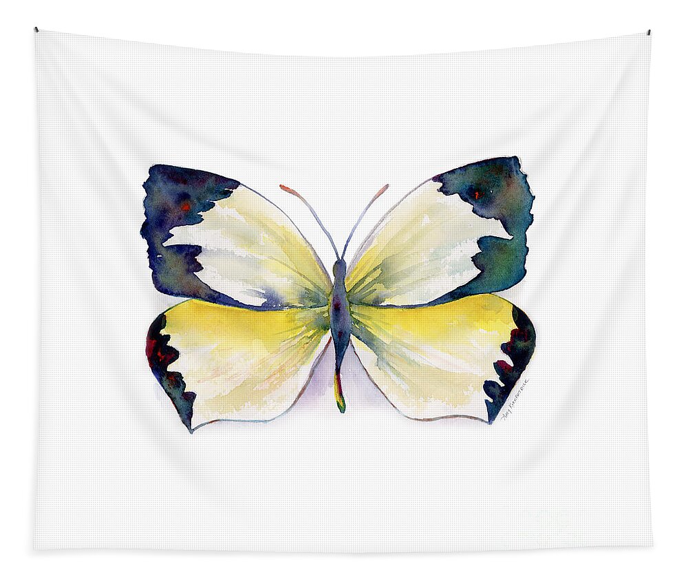Mexican Tapestry featuring the painting 55 Mexican Yellow Butterfly by Amy Kirkpatrick