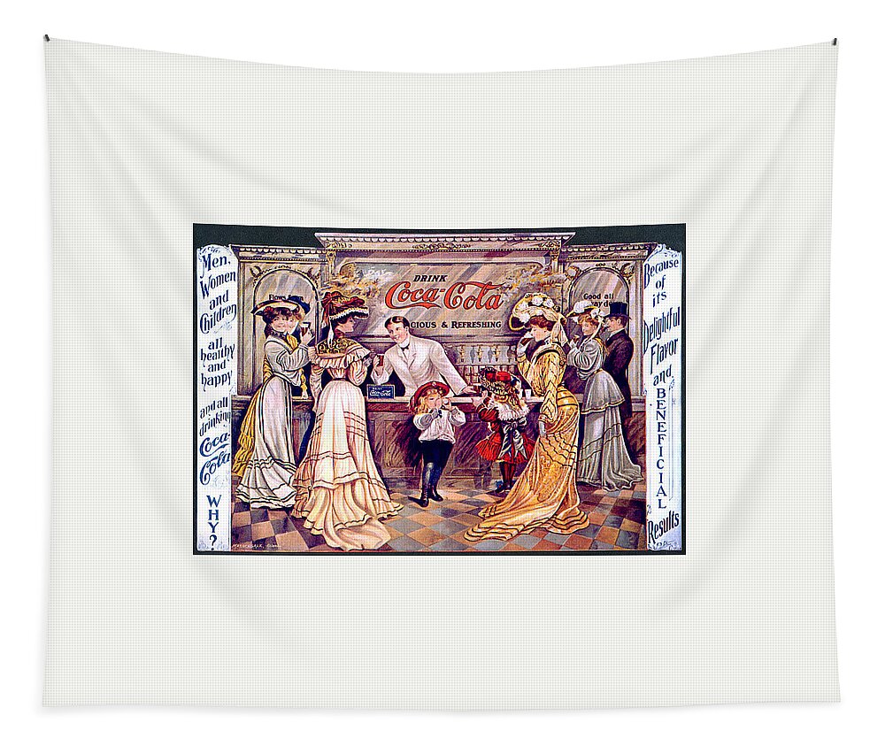 Coca Cola Tapestry featuring the photograph Coca - Cola Vintage Poster #6 by Gianfranco Weiss