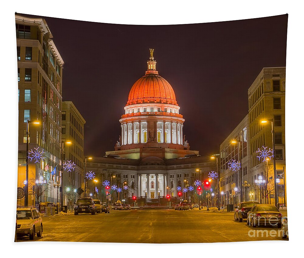 Capitol Tapestry featuring the photograph Madison capitol #3 by Steven Ralser