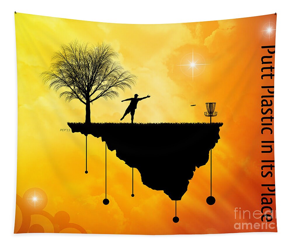 Disc Golf Tapestry featuring the digital art Putt Plastic In Its Place #7 by Phil Perkins