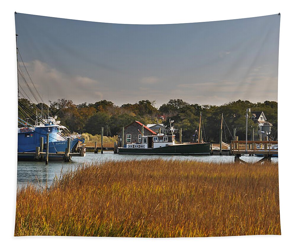 Shem Creek Tapestry featuring the photograph Shem Creek Maritime by Dale Powell