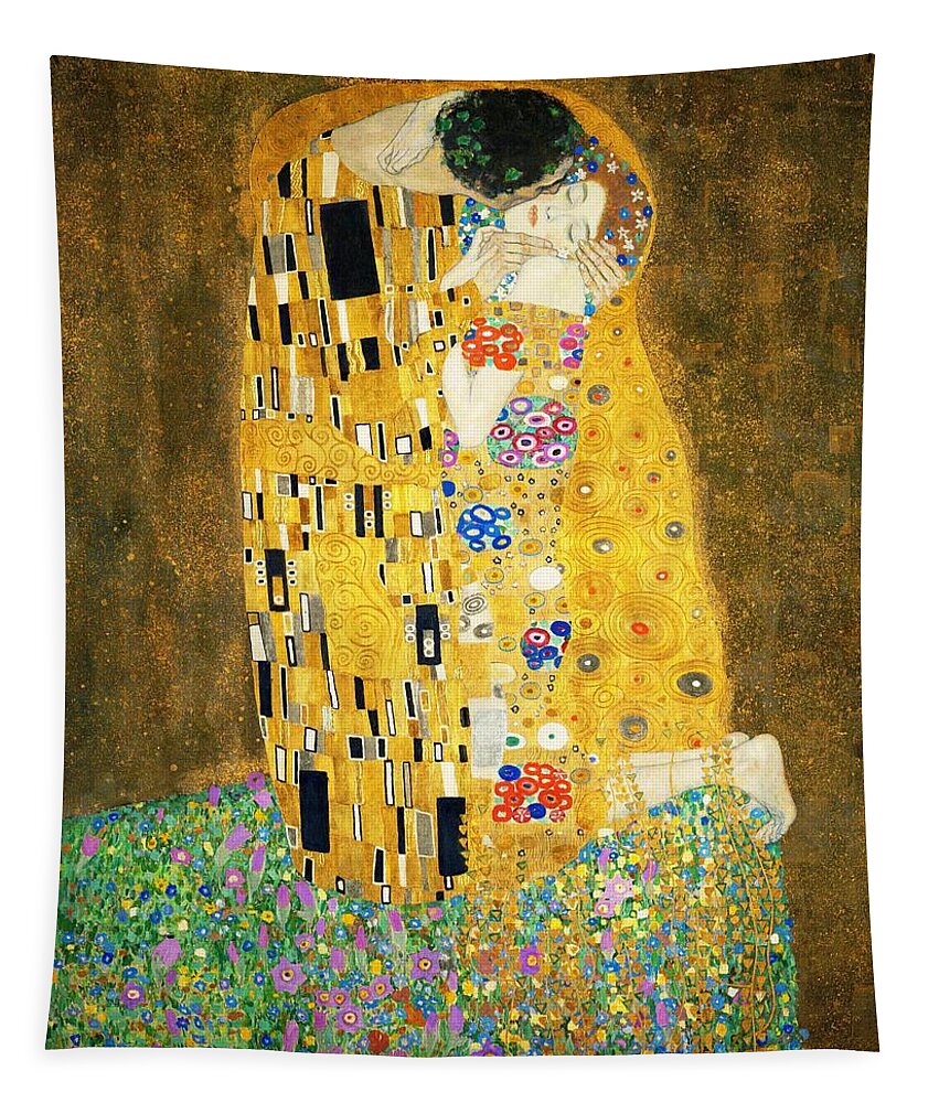 Gustav Klimt Tapestry featuring the painting The Kiss by Gustav Klimt