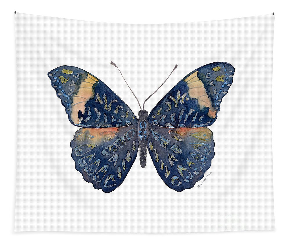 Red Cracker Butterfly Tapestry featuring the painting 89 Red Cracker Butterfly by Amy Kirkpatrick