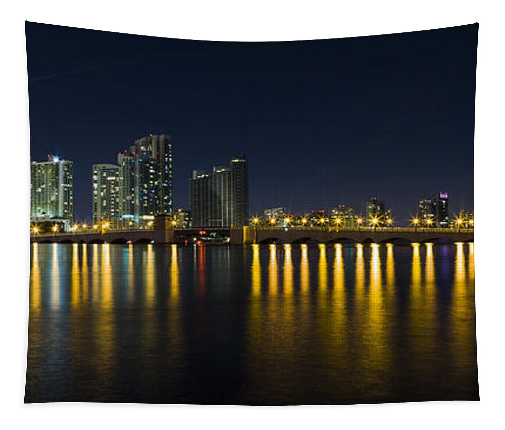Architecture Tapestry featuring the photograph Miami Downtown Skyline by Raul Rodriguez
