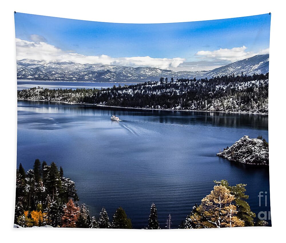  Bluebird Day At Emerald Bay Tapestry featuring the photograph A Bluebird Day At Emerald Bay by Mitch Shindelbower