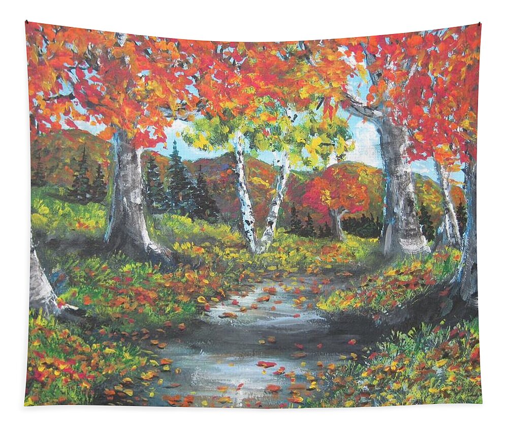 Landscape Tapestry featuring the painting A crisp afternoon by Megan Walsh