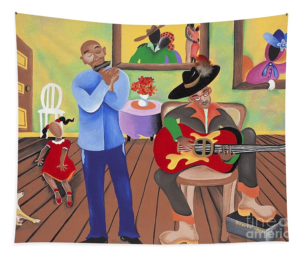 Sabree Tapestry featuring the painting A Funky Kind-A-Party by Patricia Sabreee