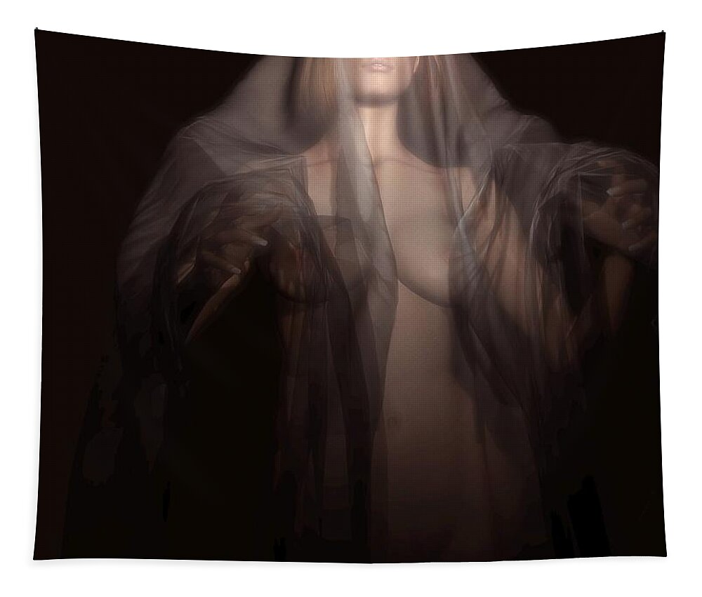 Ghost Tapestry featuring the digital art A Ghost In the Dark by Kaylee Mason