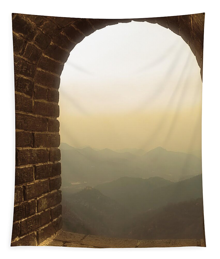 Great Wall Of China Tapestry featuring the photograph A Great View of China by Nicola Nobile