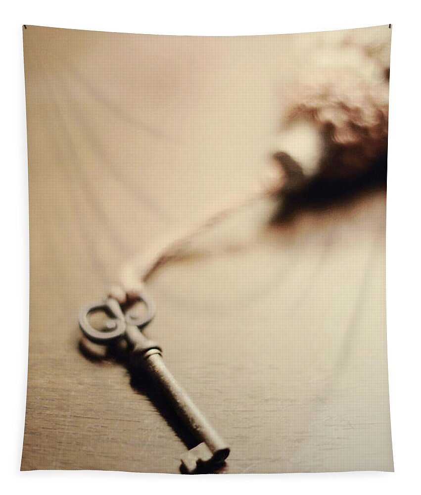 Key Tapestry featuring the photograph A key... by Trish Mistric