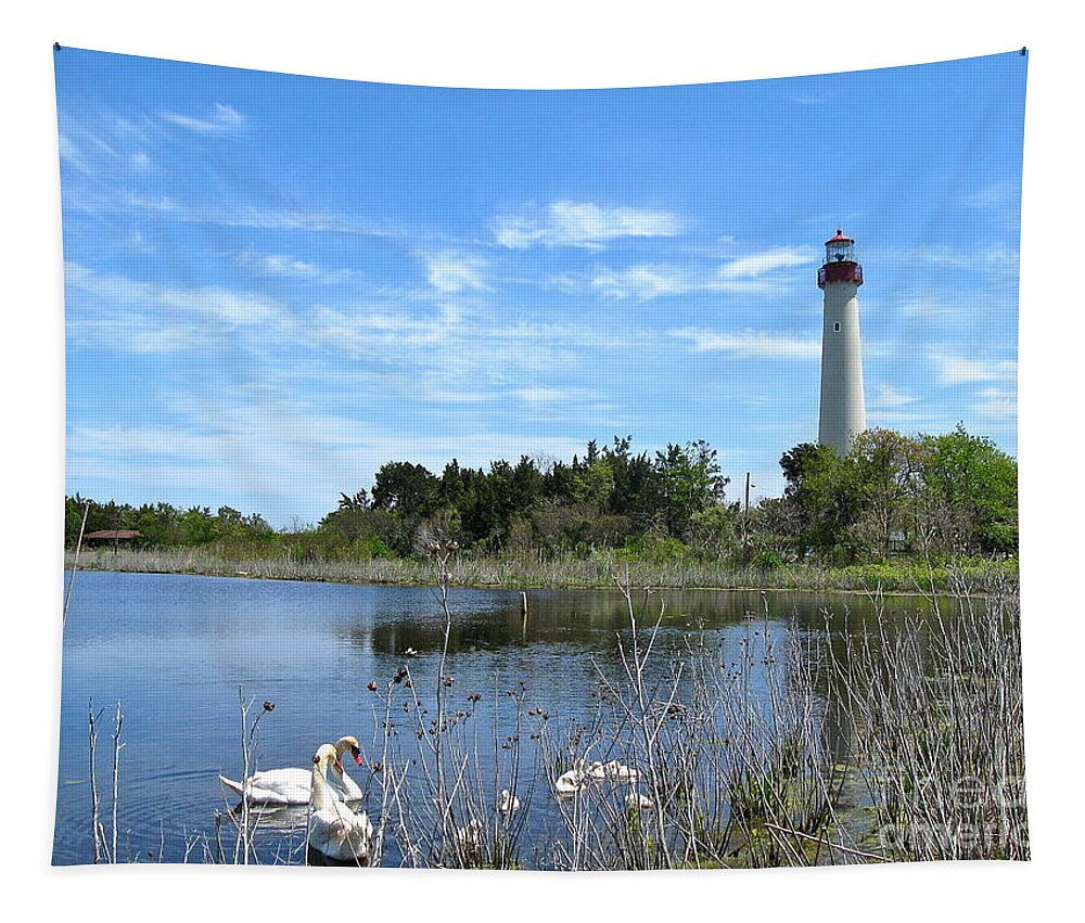 Cape May Lighthouse Tapestry featuring the photograph A Lovely Day in Cape May by Nancy Patterson