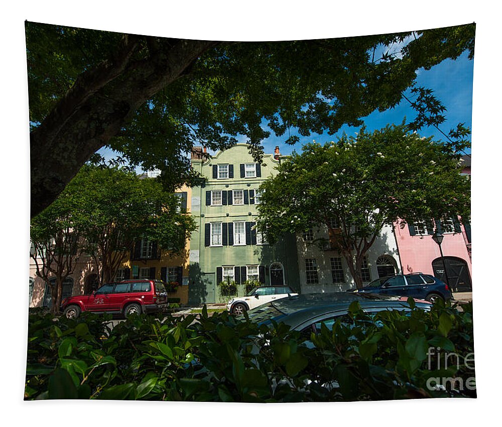 Rainbow Row Tapestry featuring the photograph A Peek Through the Tree's by Dale Powell
