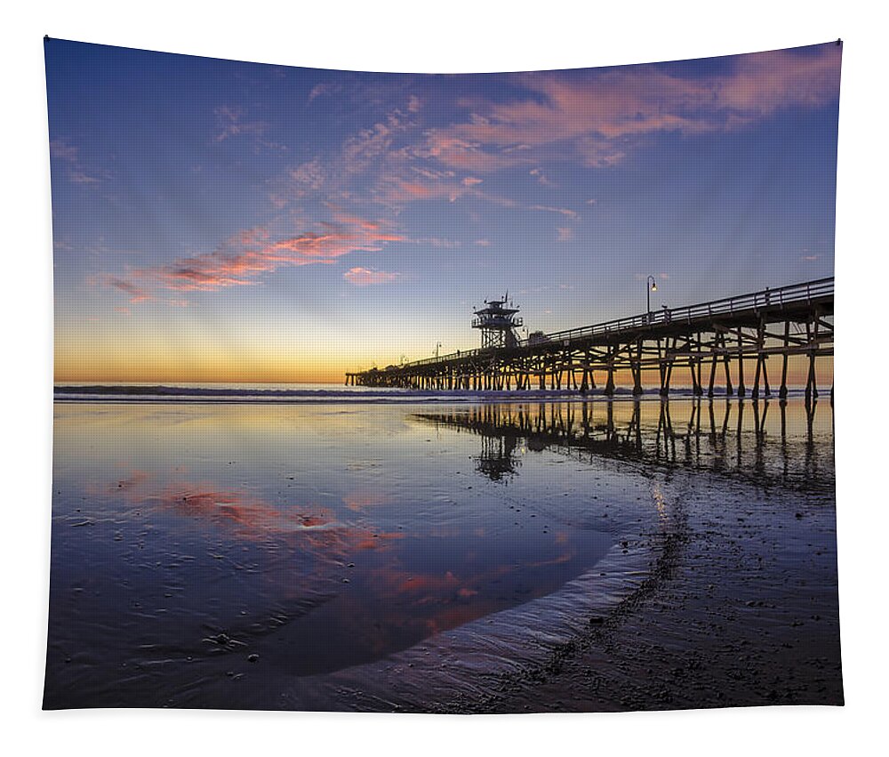 San Clemente Tapestry featuring the photograph A Pink Low Tide by Sean Foster